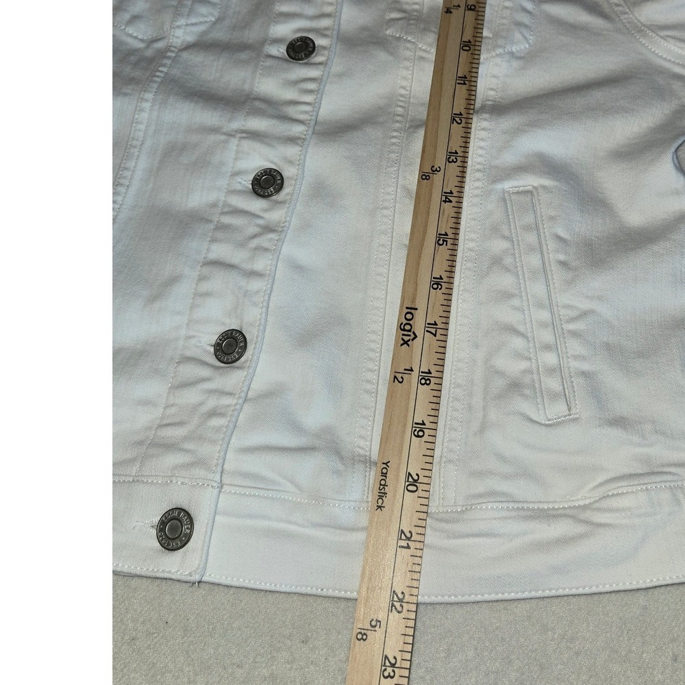 Eddie Bauer Womens White Denim Trucker Jacket Size L Cotton Blend Stretch - Picture 8 of 8